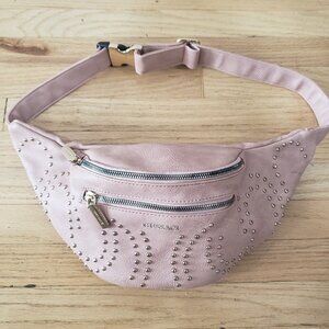 Gussaci Dusty Rose Pink Gold Studded Waist Belt Bum Bag Fanny Pack Purse 90s y2k